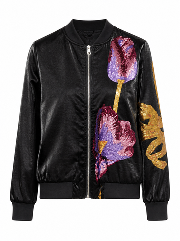 Audacious Sequin Floral Bomber Jacket