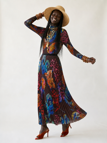 Boundless Pleated Printed Blouse Set