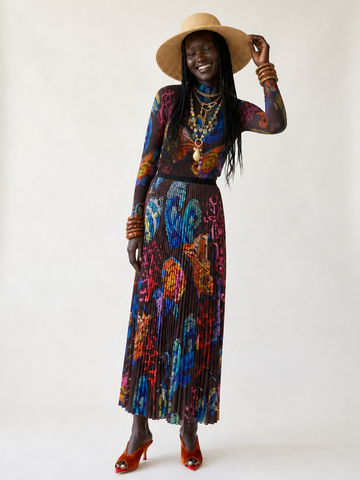 Boundless Pleated Printed Blouse Set