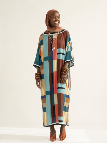 Vibrant Geometric Printed Kaftan
