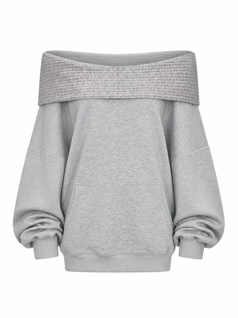 Grounded Off-Shoulder Hooded Sweatshirt