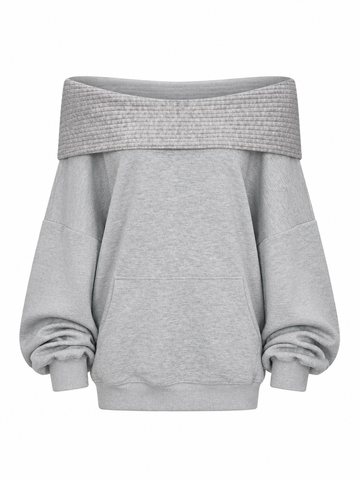 Grounded Off-Shoulder Hooded Sweatshirt