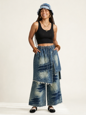 Unique Distressed Harem Denim Pants