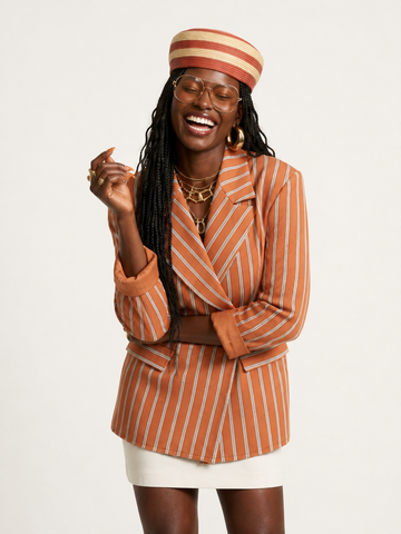 Audacious Striped Lapel Blazer