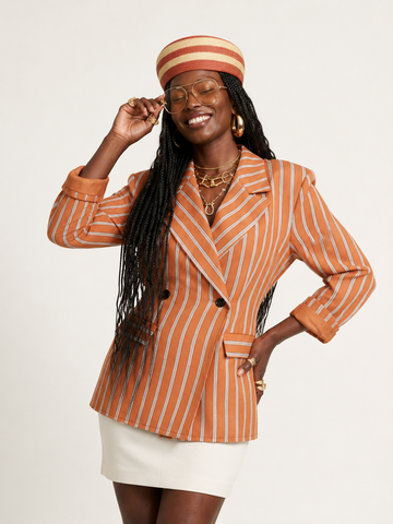 Audacious Striped Lapel Blazer