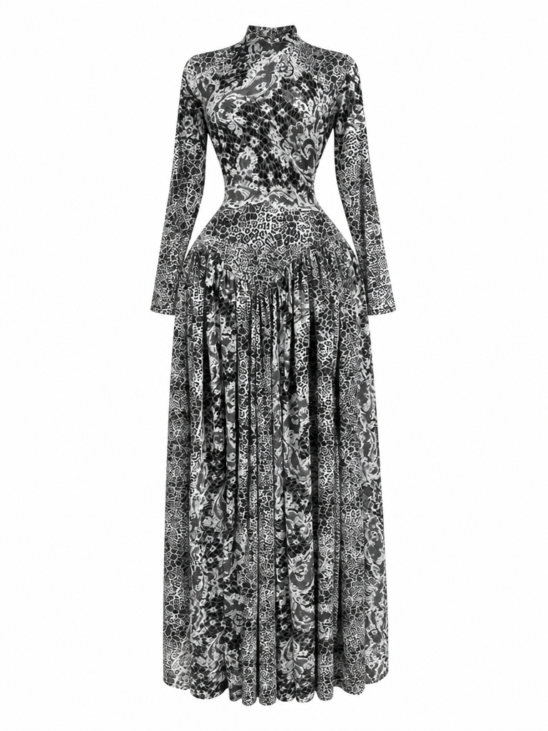 Magnetic Geometric Printed Maxi Dress