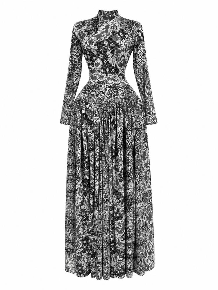 Magnetic Geometric Printed Maxi Dress