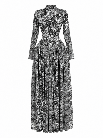 Magnetic Geometric Printed Maxi Dress