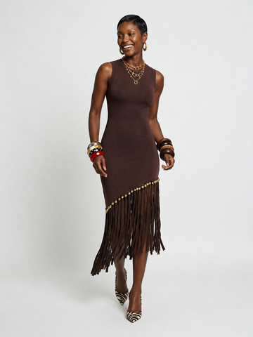 Vivacious Knitted Tassel Maxi Dress