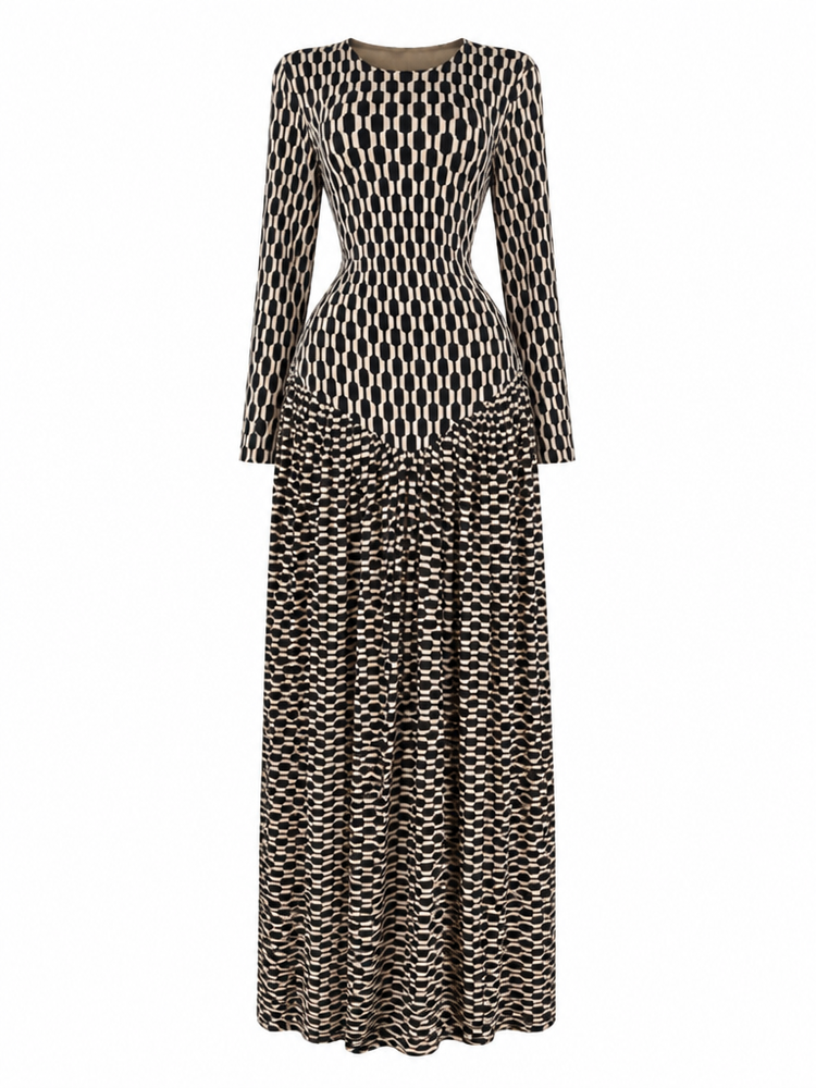 Magnetic Geometric Printed Maxi Dress