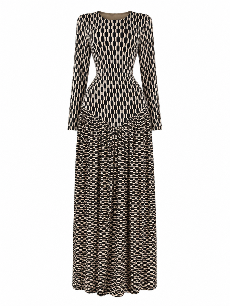Magnetic Geometric Printed Maxi Dress