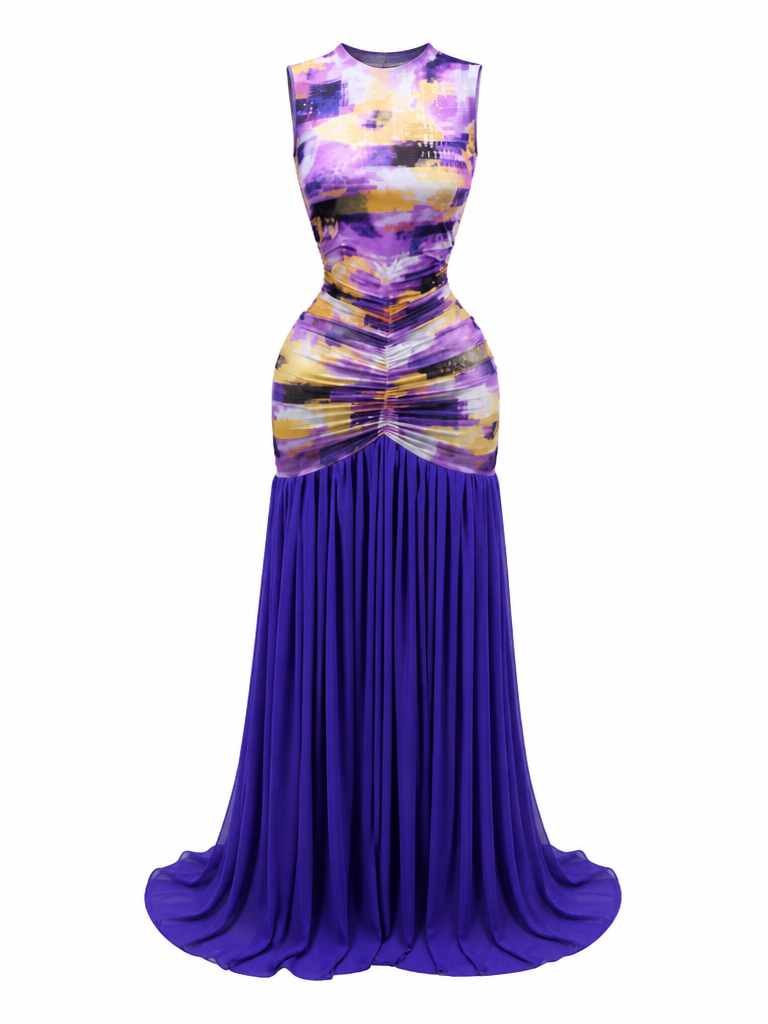 Radiant Printed Ruched Maxi Dress