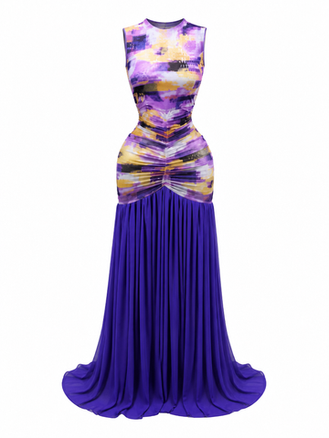 Radiant Printed Ruched Maxi Dress