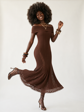 Elegant Knitted Lace Maxi Dress