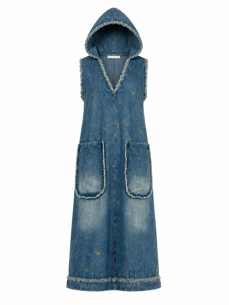 Wild Heart Embroidered Denim Dress