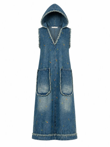 Wild Heart Embroidered Denim Dress