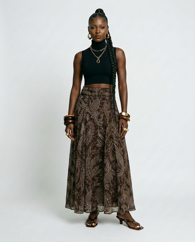 Wanderlust Vintage Printed Maxi Skirt