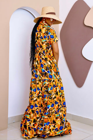 Confident African Ankara Tiered Maxi Dress
