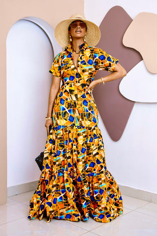 Confident African Ankara Tiered Maxi Dress