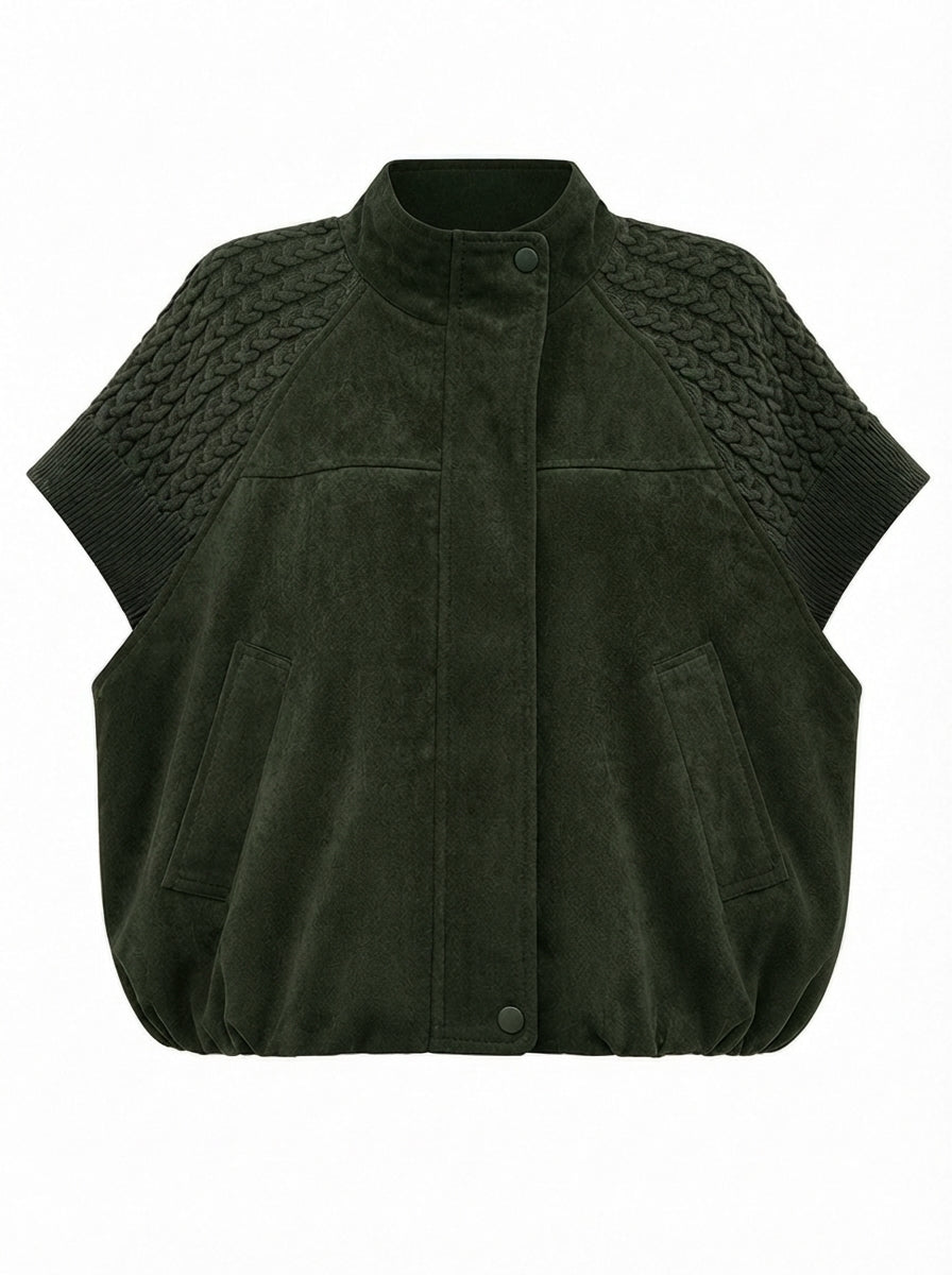 Grounded Faux Suede Knitted Vest