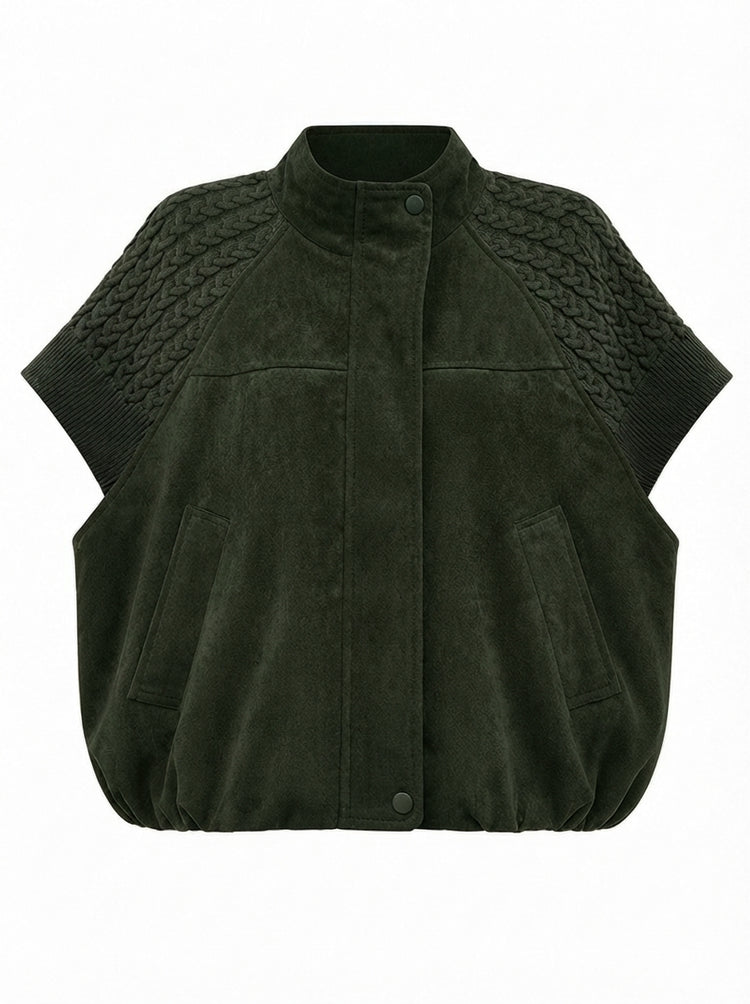 Grounded Faux Suede Knitted Vest