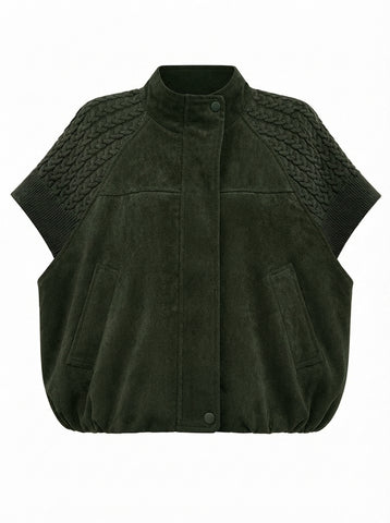 Grounded Faux Suede Knitted Vest