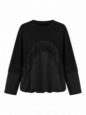 Grounded Color-block Ruffle Sweatshirt
