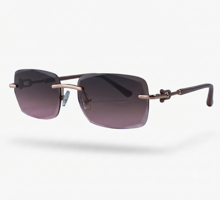 Radiant Gold Rimless Sunglasses