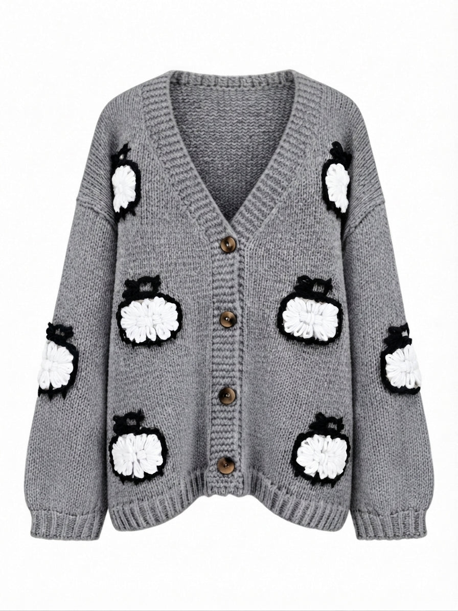 Unique Jacquard Knit Cardigan