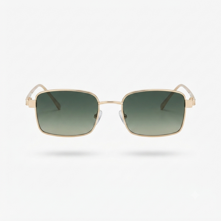 Daring Gold Rectangle Sunglasses