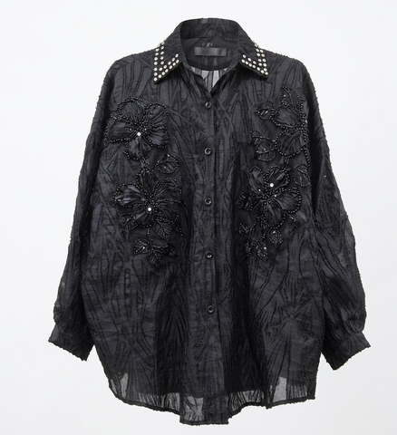 Radiant Beaded Floral Blouse
