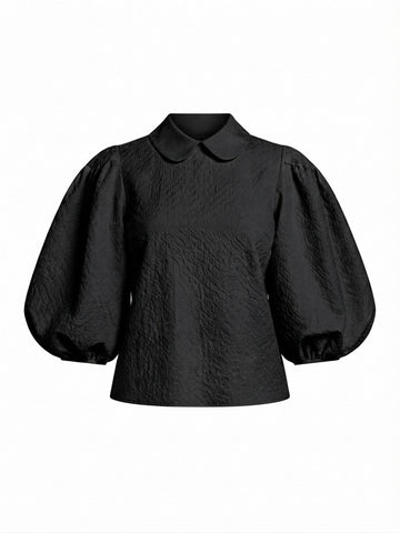 Ethereal Textured Balloon Sleeve Blouse
