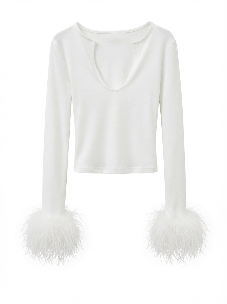 Fierce Feather Cuff Slim Top