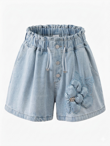 Vibrant Crystal Denim Shorts