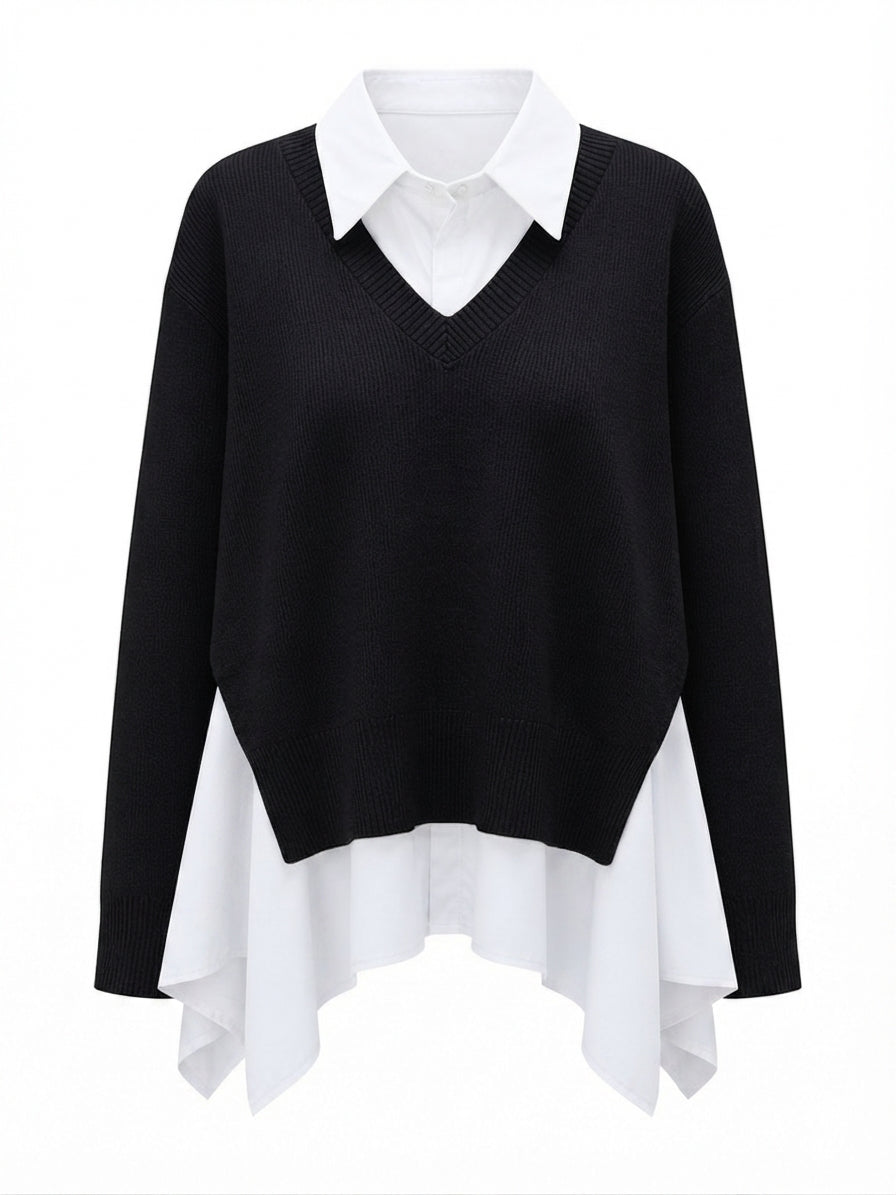 Elegant Knit Layered Blouse