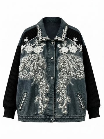 Radiant Beaded Patchwork Denim Jacket
