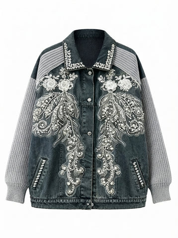 Radiant Beaded Patchwork Denim Jacket