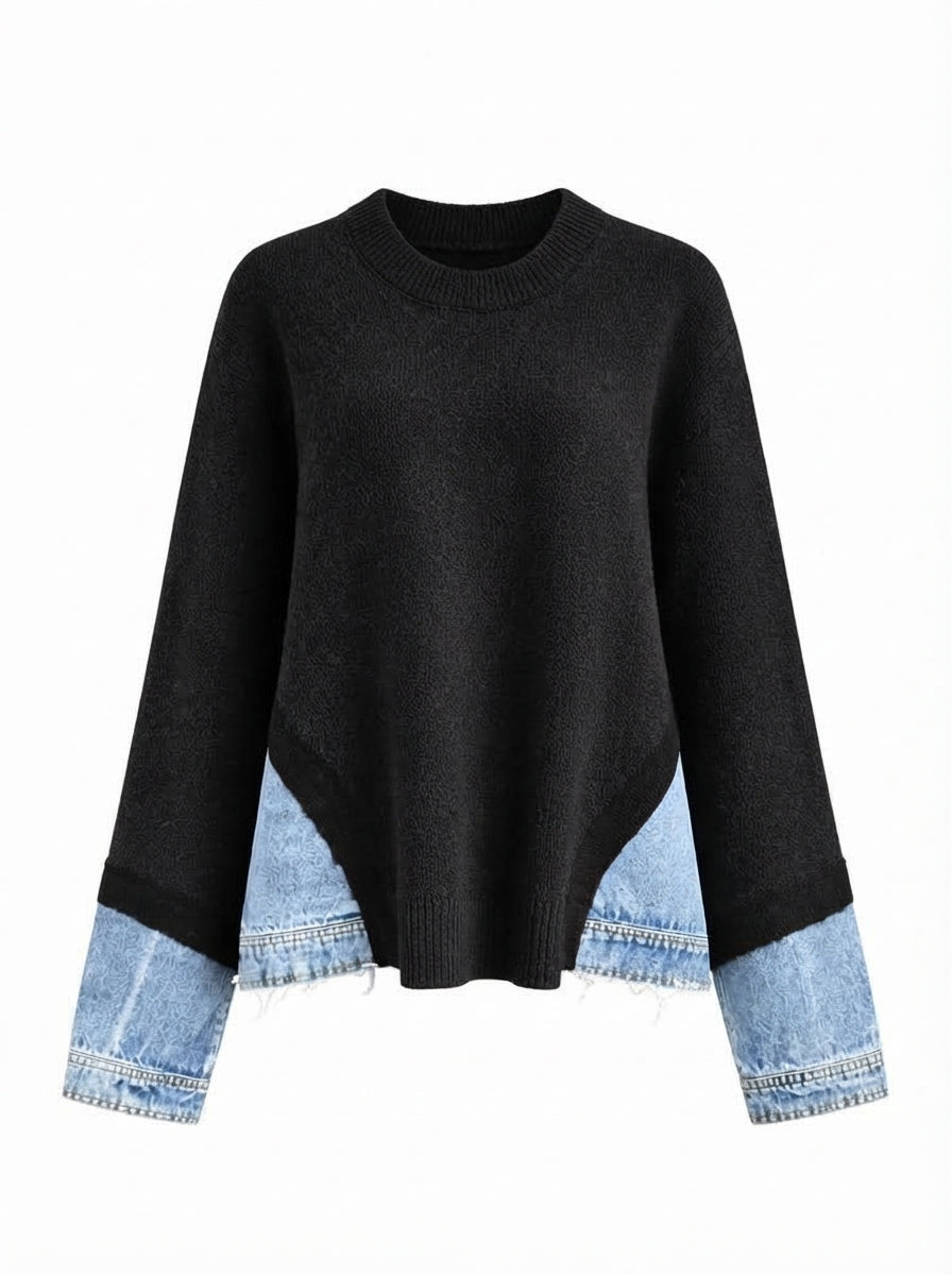 Audacious Denim Patchwork Sweater