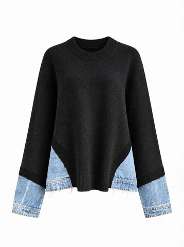 Audacious Denim Patchwork Sweater