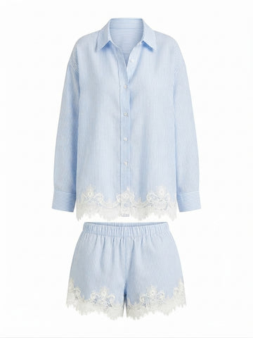 Divine Striped Lace Lounge Set