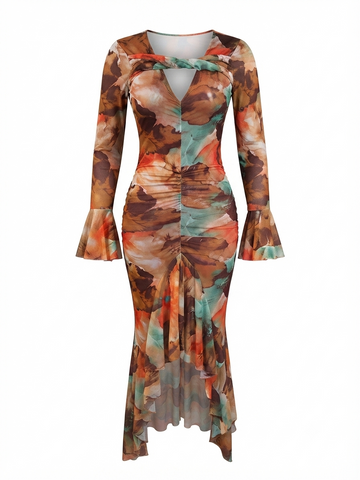 Vibrant Floral Ruffle Maxi Dress