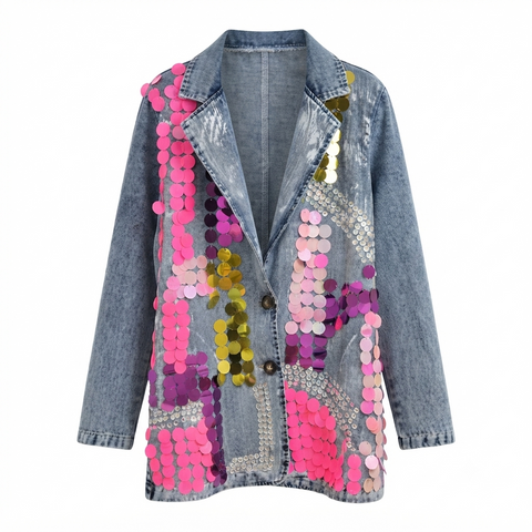 Daring Sequin Patchwork Blazer