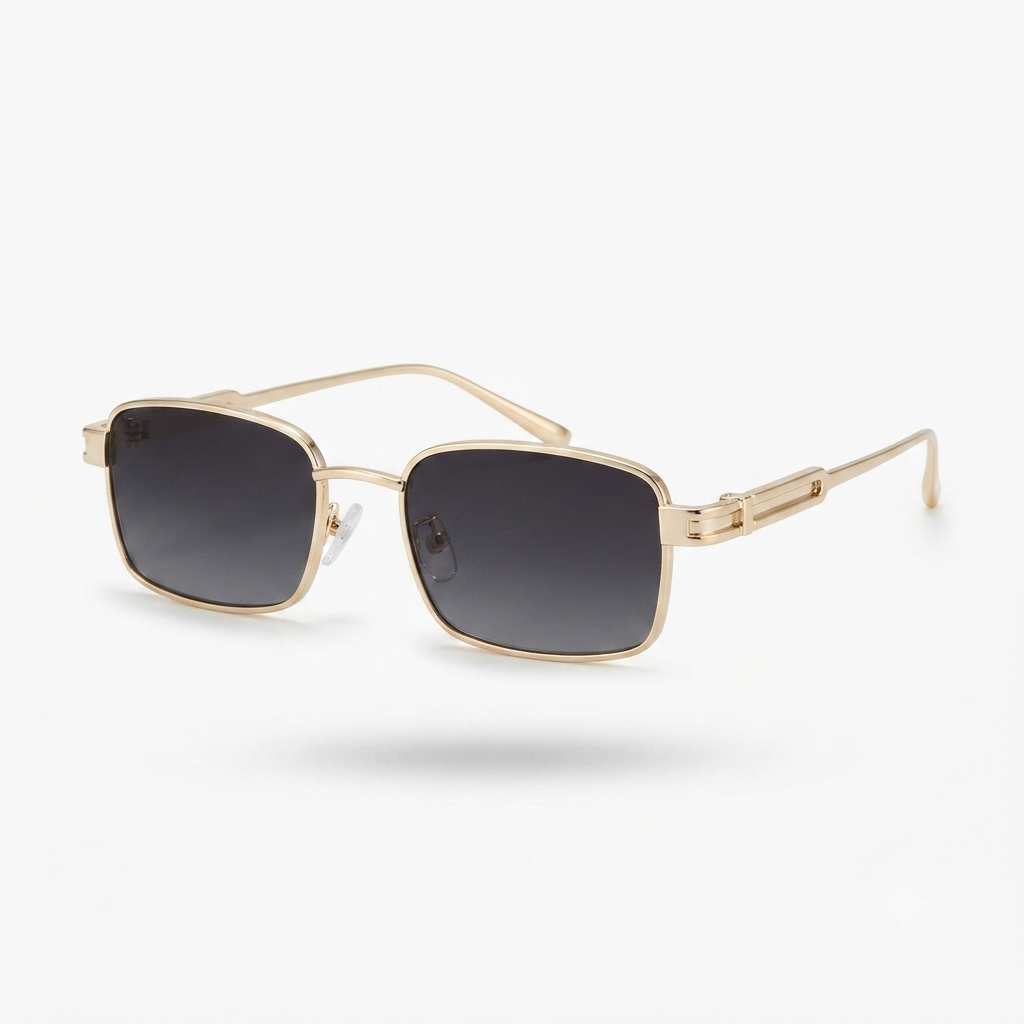 Daring Gold Rectangle Sunglasses