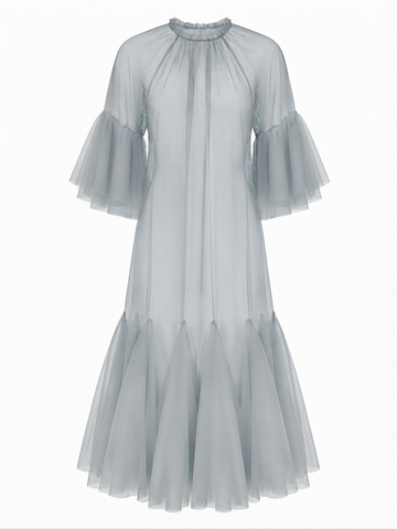 Ethereal Ruffled Mesh Maxi Dress