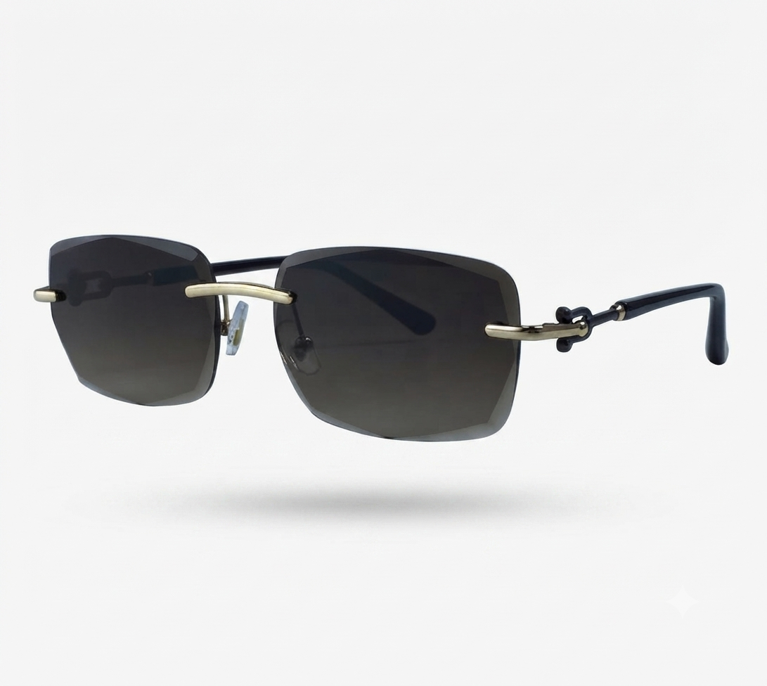 Radiant Gold Rimless Sunglasses