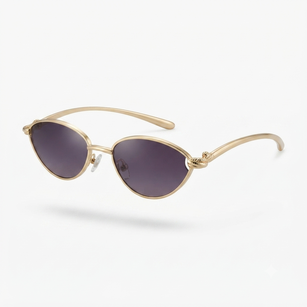 Radiant Gold Metal Cat Eye Sunglasses