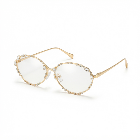 Radiant Rhinestone Oval Sunglasses