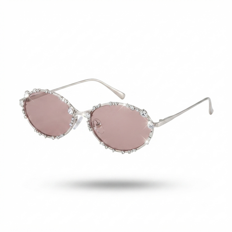Radiant Rhinestone Oval Sunglasses
