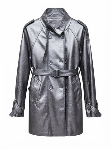 Confident Double Breasted PU Jacket