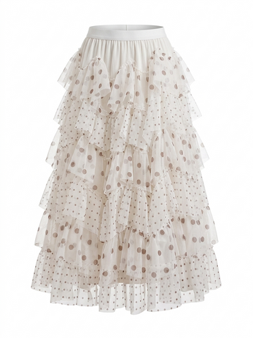 Limitless Polka Dot Mesh Skirt